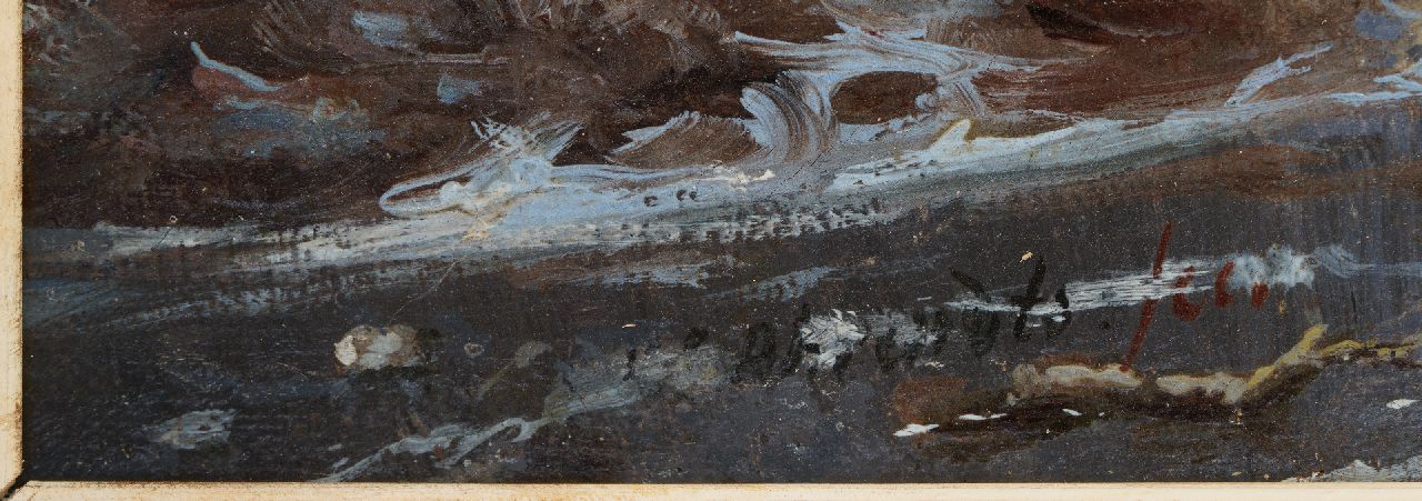 Carl Eduard Ahrendts Signaturen Winteransicht mit vielen Figuren auf dem Eis