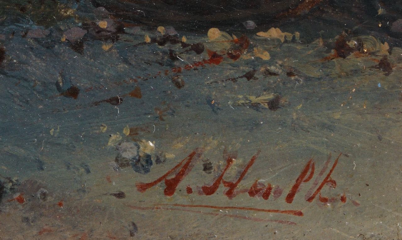 Abraham Hulk Signaturen Schiff vor dem Hafen bei schwerem Wetter
