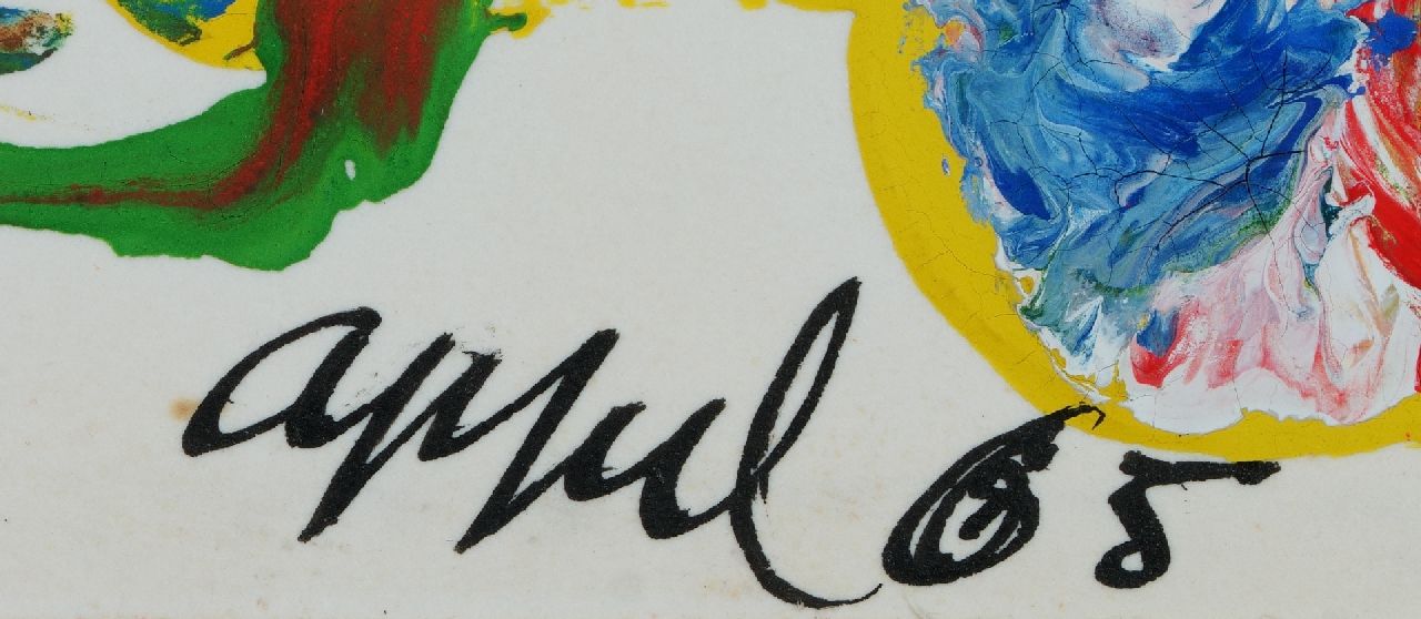 Karel Appel Signaturen Postkarte an Simon Vinkenoog