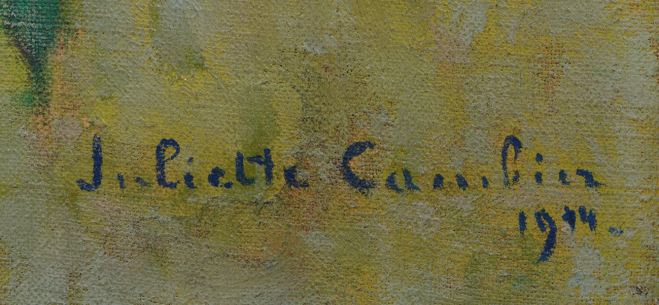 Juliette Cambier Signaturen Stillleben mit Vasen, Frühlingsblumen und Früchten