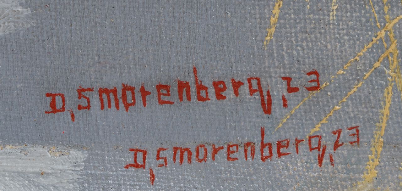 Dirk Smorenberg Signaturen See bei Loosdrecht im Schnee, die Kirche von Oud-Loosdrecht in der Ferne