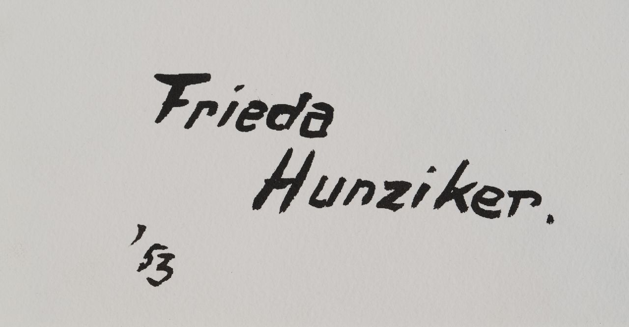 Frieda Hunziker Signaturen Komposition mit Fisch