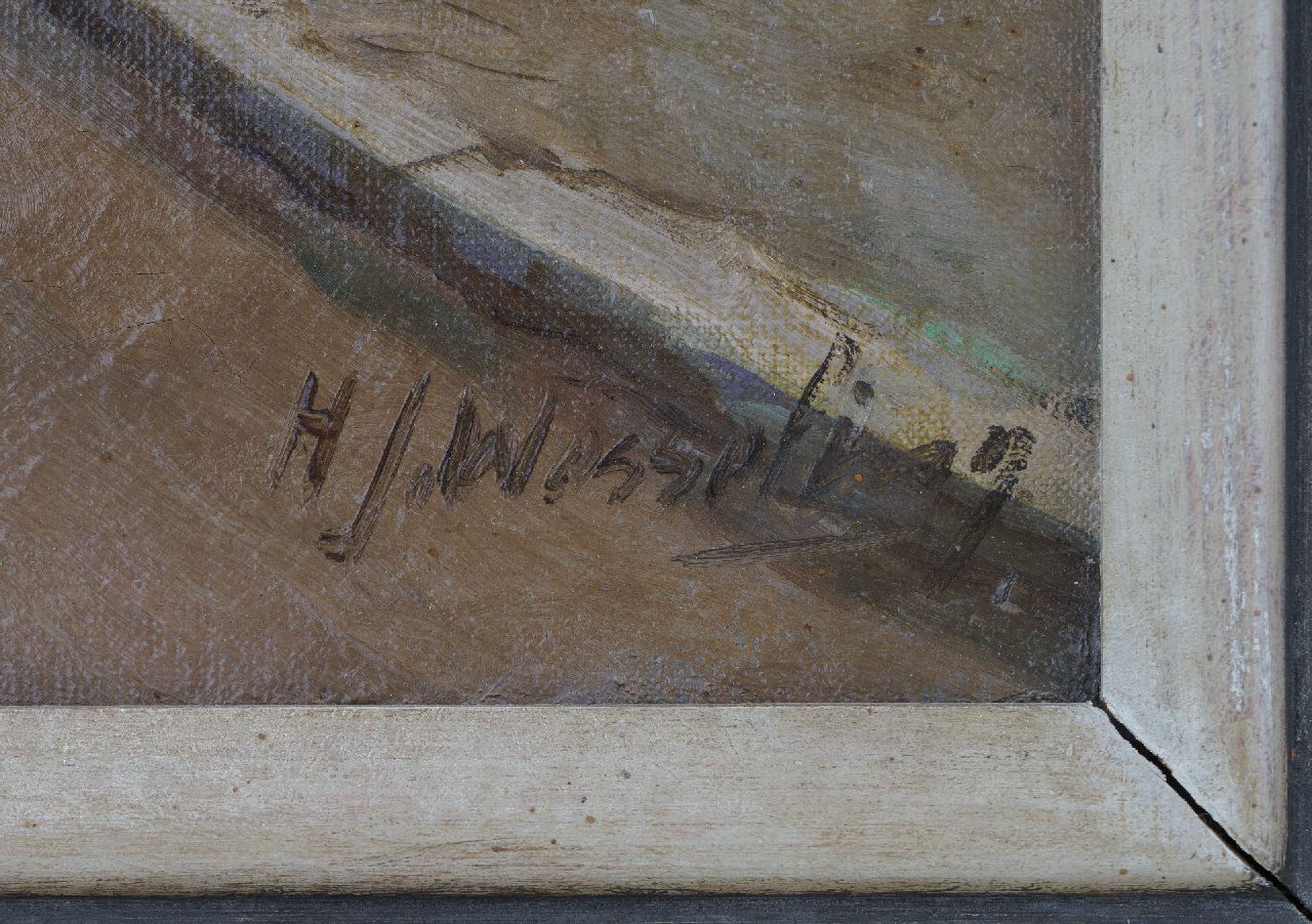 Hendrik Jan Wesseling Signaturen Der Fluss Het Spaarne in Haarlem, von der Damstraat aus gesehen