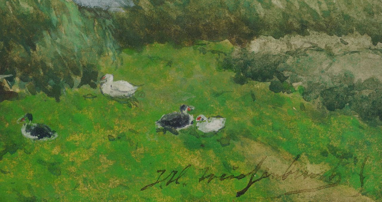 Jan Hendrik Weissenbruch Signaturen Wasseransicht mit Lastkahn