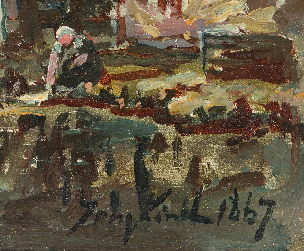 Johan Barthold Jongkind Signaturen Mondlicht-Effekt auf Flussmündung, Holland