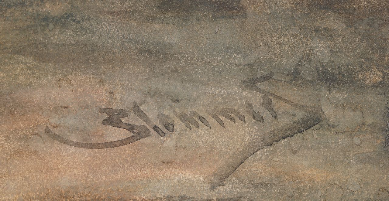 Bernard Blommers Signaturen Fischerfamilie am Kamin