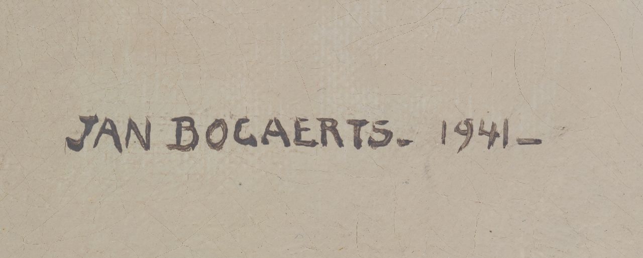 Jan Bogaerts Signaturen Küchenstillleben mit Löffelhalter, Töpfen, Apfel und Messer