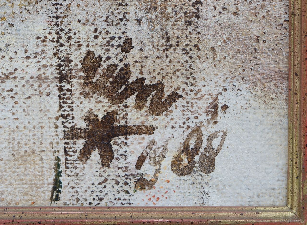 Rien Poortvliet Signaturen Hirsche in verschneiter Waldlandschaft