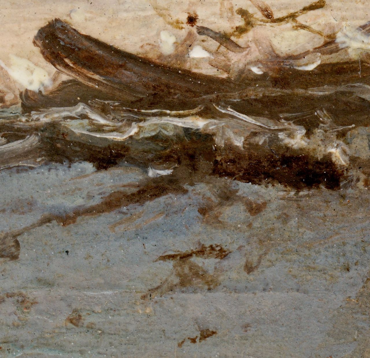 Adrianus Eversen Signaturen Figuren an einem Kirchtor im Winter