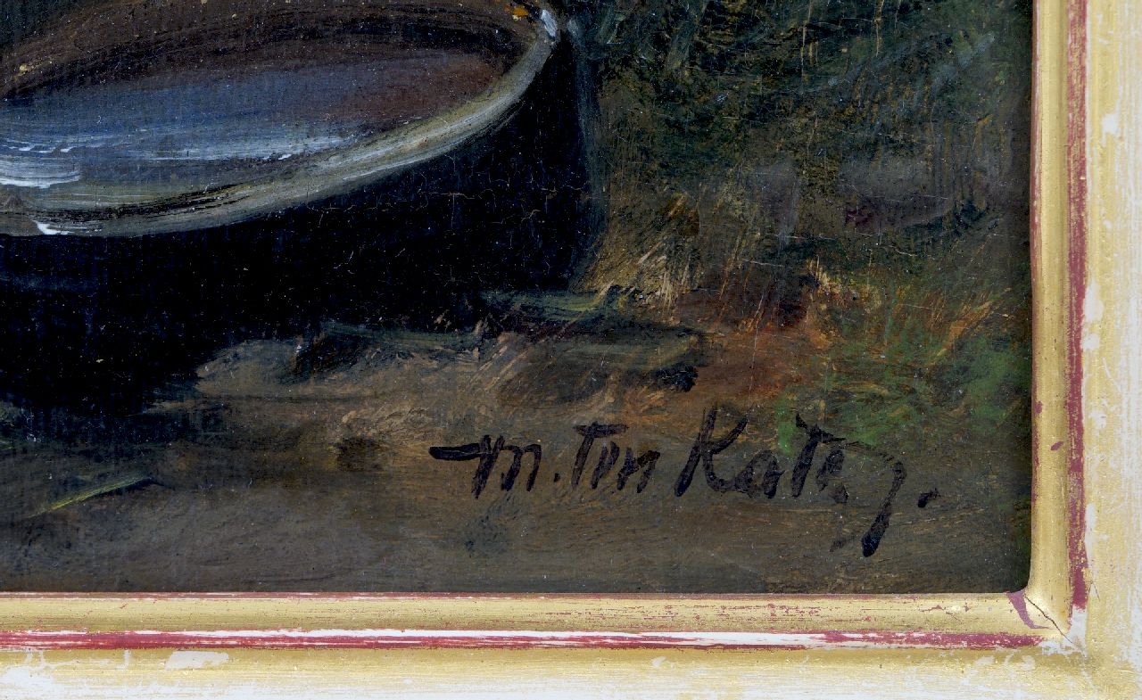 Mari ten Kate Signaturen Henne mit Küken in einem Korb