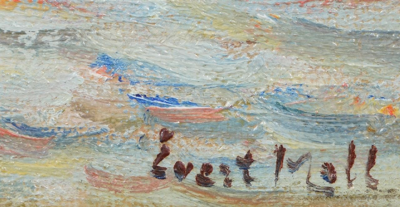 Evert Moll Signaturen Hafenansicht mit Dampfschiff und Schleppern