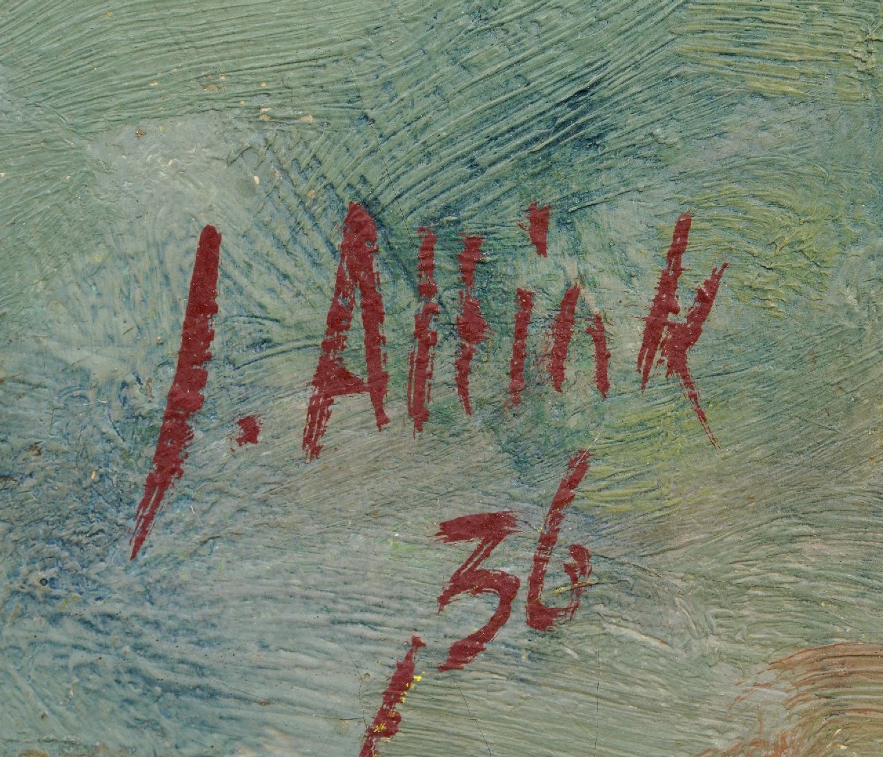 Jan Altink Signaturen Bauernhof Blauwborgje am Reitdiep; verso: Landschaft