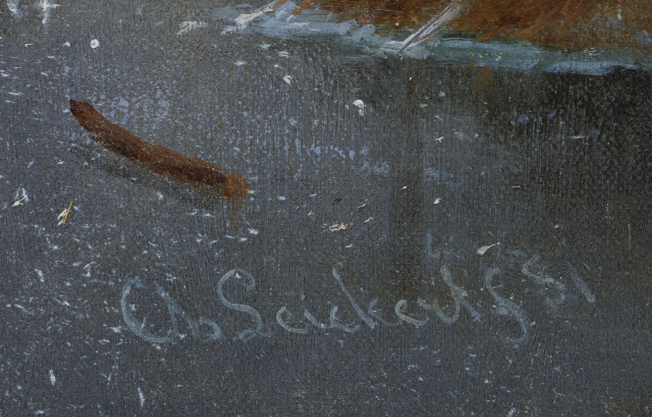 Charles Leickert Signaturen Winterlandschaft mit Figuren auf einem zugefrorenen Fluss