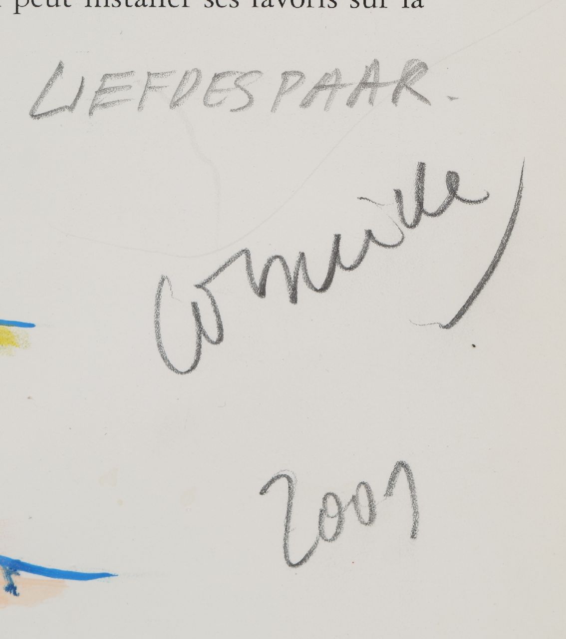 Corneille Signaturen Verliebtes Paar (gemalt auf Seite 2 des CD-Booklets Livre/Laser 'Berceuses')