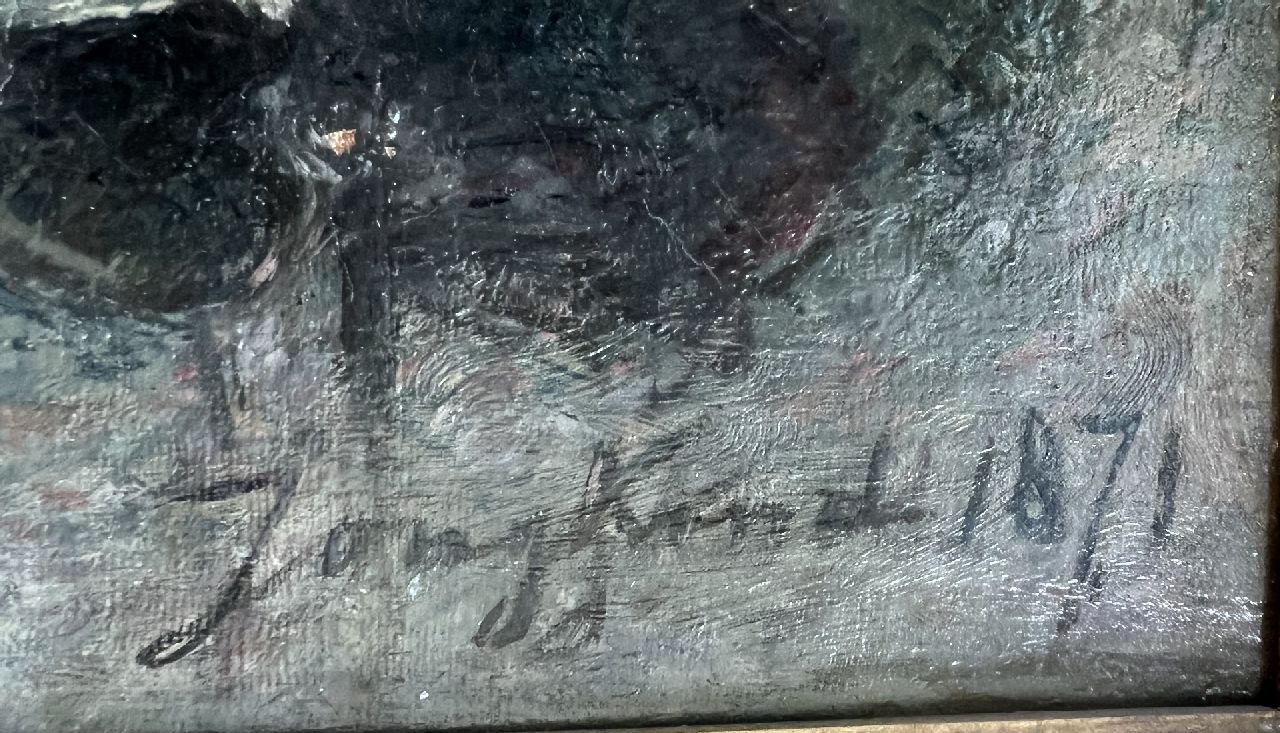 Johan Barthold Jongkind Signaturen Brücke im Mondlicht, Dordrecht