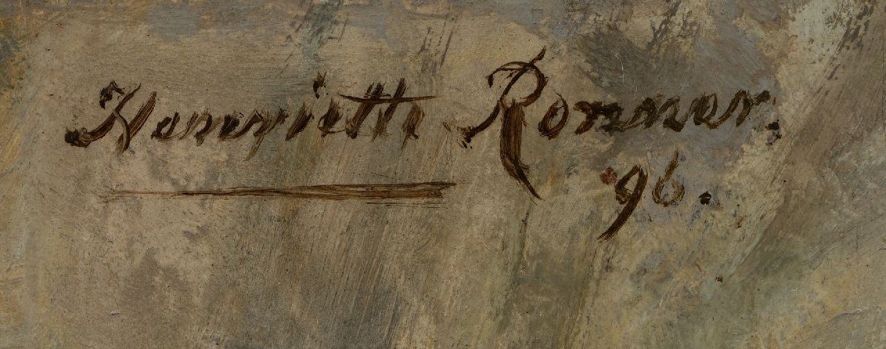 Henriette Ronner Signaturen Kätzchen spielt mit einem Dekotopf