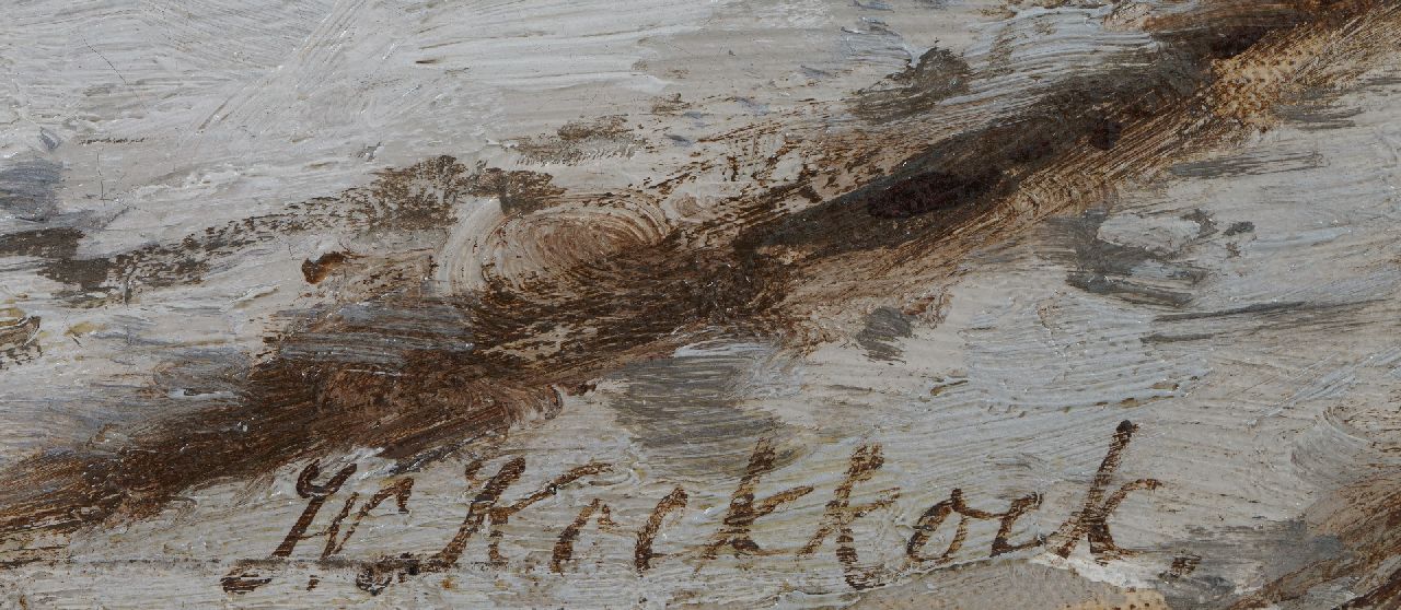 Willem Koekkoek Signaturen Holländischer Grachtenkanal im Schnee