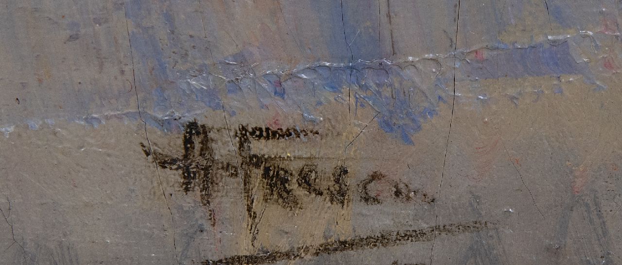 Abraham Fresco Signaturen Reisende in einem Bahnhof