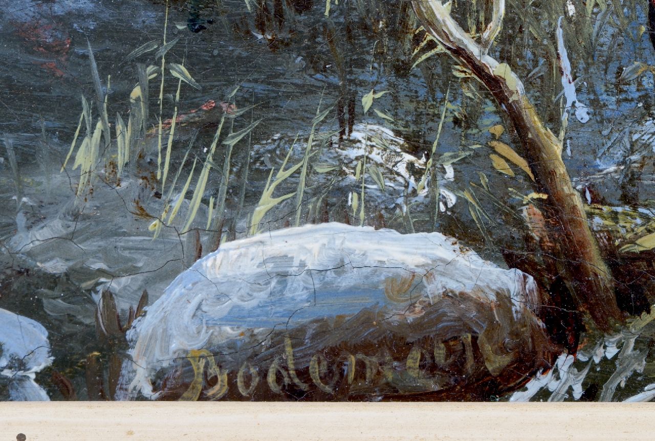 Willem Bodeman Signaturen Winterlandschaft mit Schlittschuhläufern und Holzsammlern