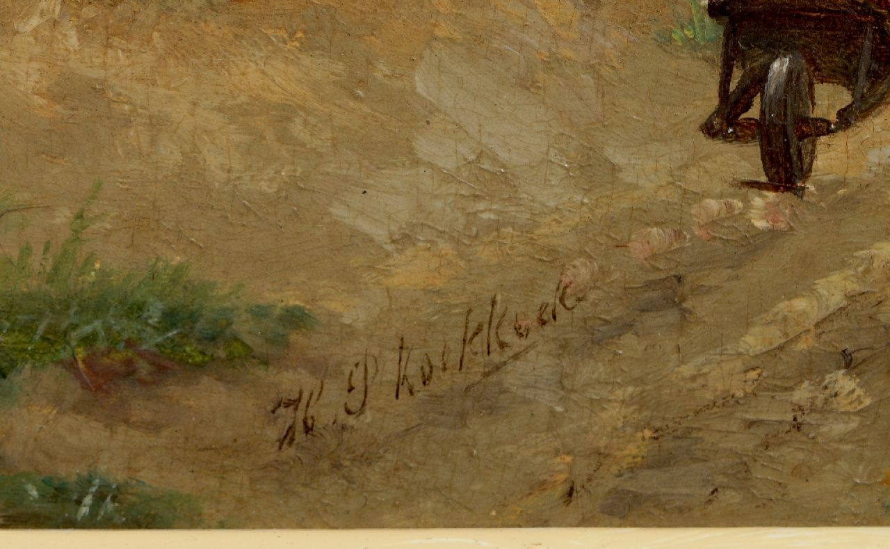 Hendrik Pieter Koekkoek Signaturen Bauern auf einer Landstraße