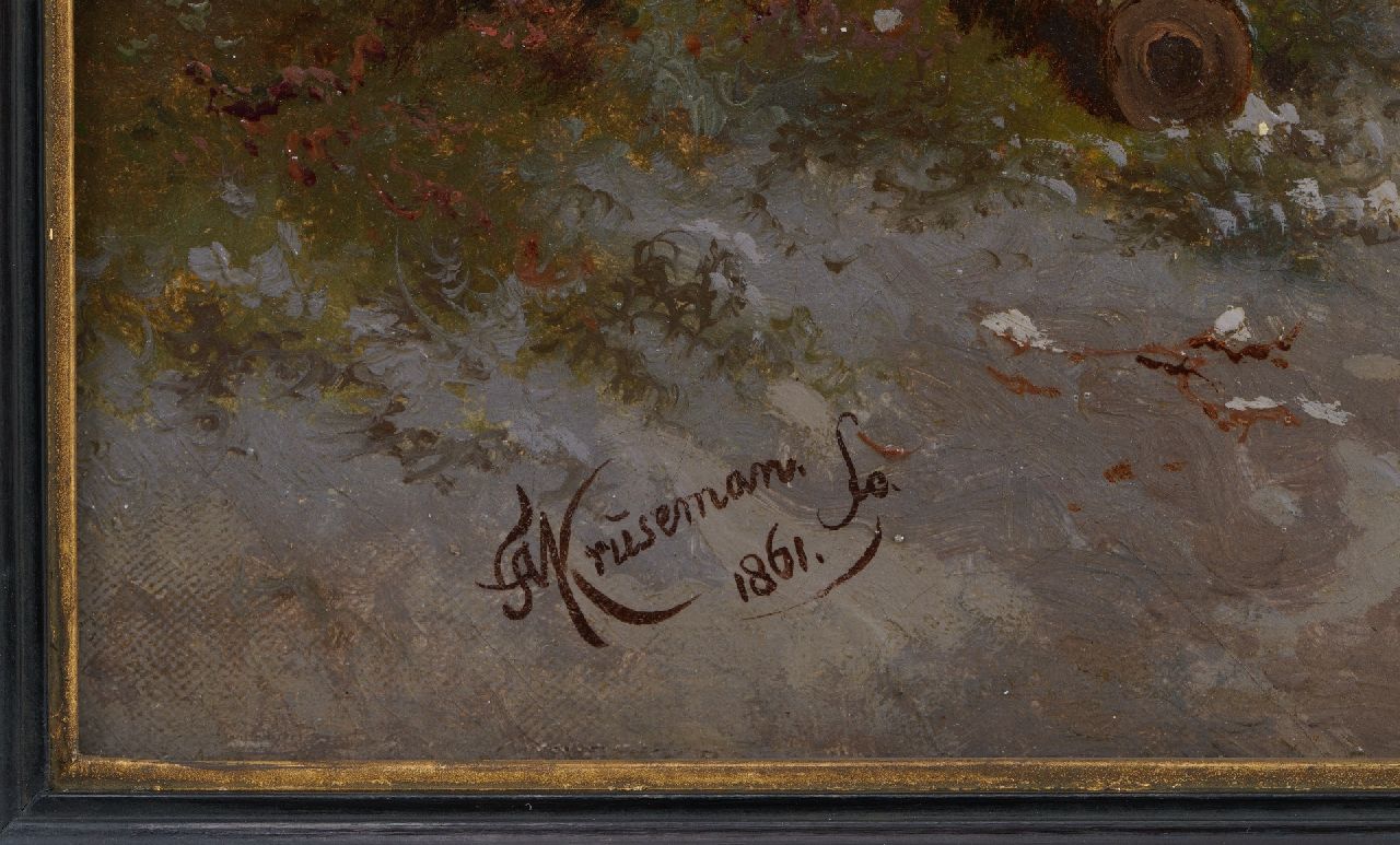 Frederik Marinus Kruseman Signaturen Winterlandschaft mit Schlittschuhläufern und einem 'Koek-en-Zopie'