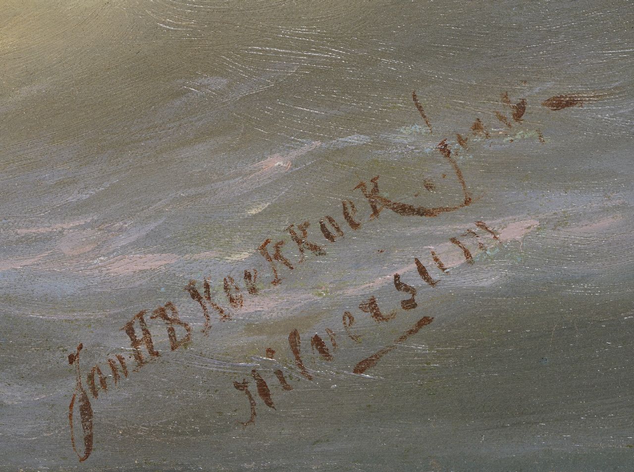 Jan H.B. Koekkoek Signaturen Segelschiffe an der Küste bei rauer See