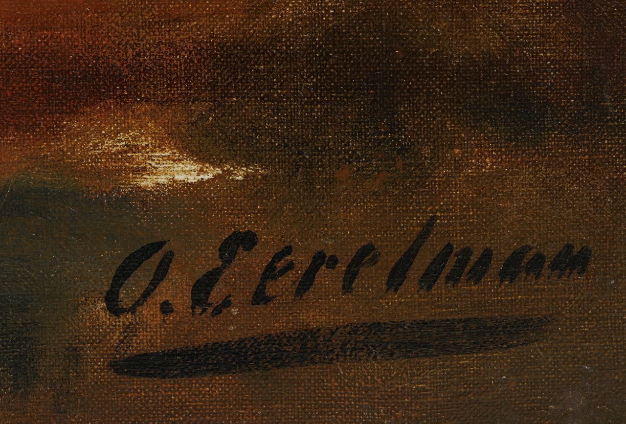Otto Eerelman Signaturen Mutter wacht über ihren Wurf in einer Scheune.