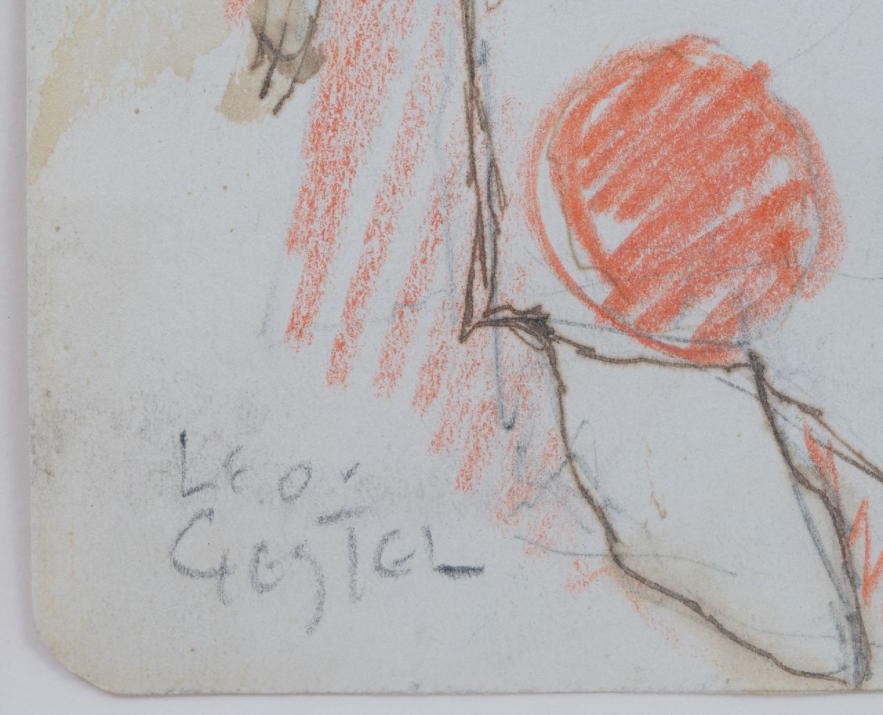 Leo Gestel Signaturen Café-Szene mit einem Pierrot
