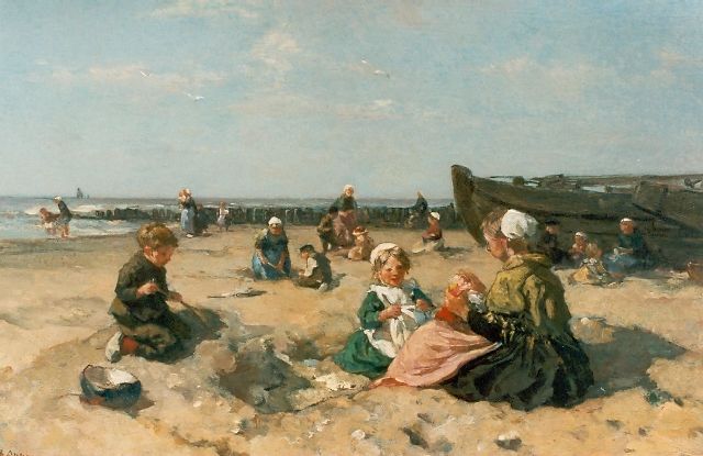 Johannes Evert Akkeringa | Children playing on the beach, Öl auf Leinwand, 53,0 x 80,0 cm, signed l.l.