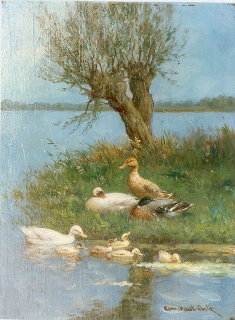 Constant Artz | Ducks and ducklings, Öl auf Holz, 24,0 x 18,0 cm, signed l.r.