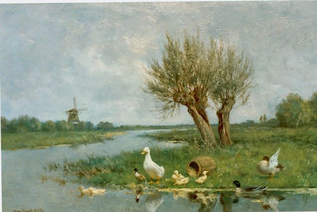 Constant Artz | Ducks on the riverbank, Öl auf Leinwand, 40,7 x 60,5 cm, signed l.l.