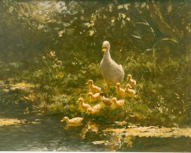 Constant Artz | Watering ducks, Öl auf Holz, 24,0 x 30,2 cm, signed l.r.