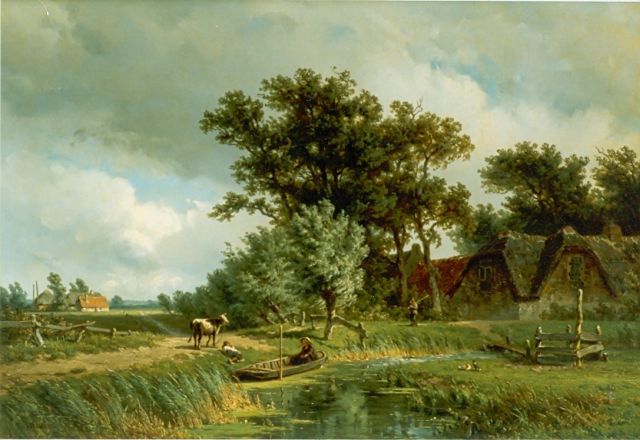 Borselen J.W. van | A summer landscape, Öl auf Holz 37,8 x 55,5 cm, signed l.l. und dated '58