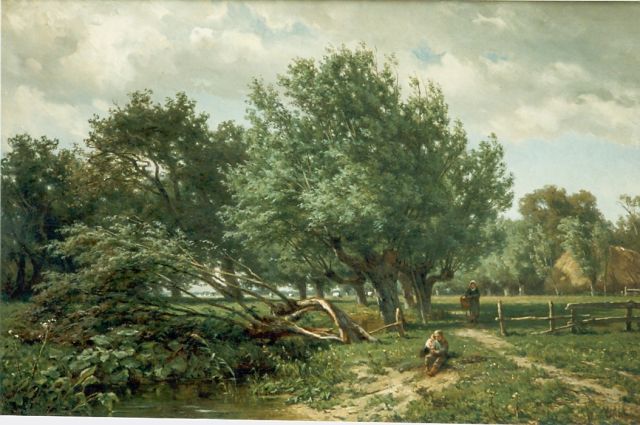 Jan Willem van Borselen | Landscape, Öl auf Leinwand, 45,5 x 70,5 cm, signed l.r. und dated 1871