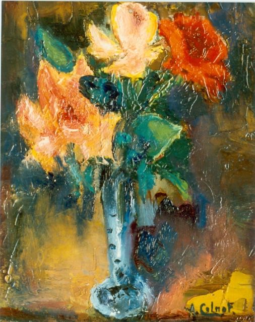 Colnot A.J.G.  | Flower still life, Öl auf Leinwand auf Holz 33,2 x 27,1 cm, signed l.r.