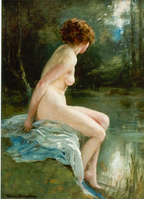 Allan Douglas Davidson | Bathing woman, Öl auf Holz, 29,7 x 22,2 cm, signed l.l.