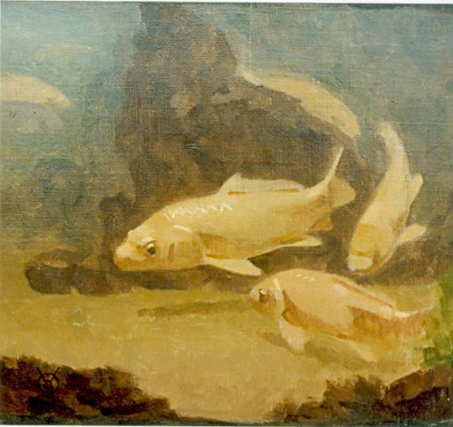 Gerrit Willem Dijsselhof | Carps, Öl auf Leinwand, 19,5 x 22,0 cm