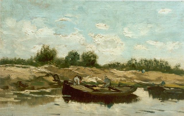 Paul Joseph Constantin Gabriel | River landscape, Öl auf Leinwand auf Tafel, 22,0 x 35,5 cm