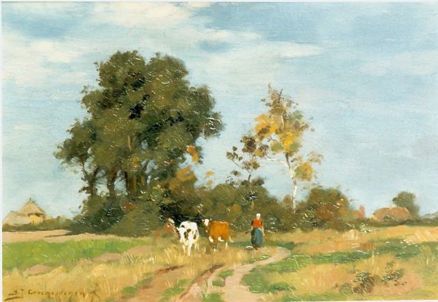 Adriaan Groenewegen | A summer landscape with a cow herd, Öl auf Holz, 21,0 x 30,0 cm, signed l.l.