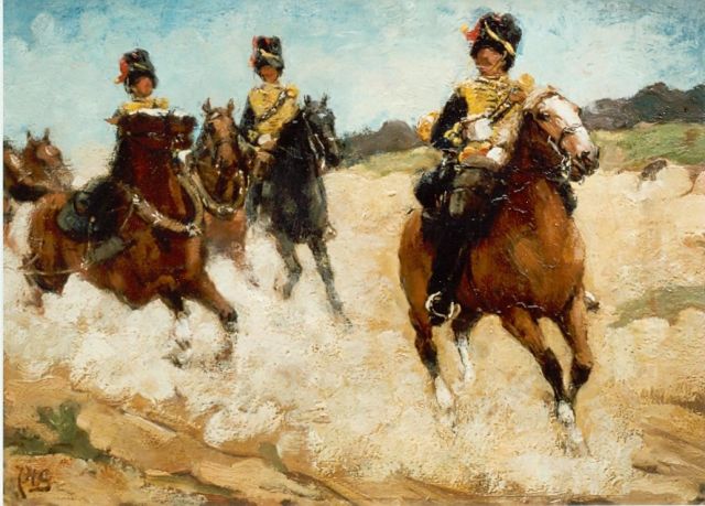 Jacob Hendrik Geerlings | Mounted Artillery Battalion, Öl auf Holz, 24,8 x 33,9 cm, signed l.l.