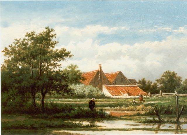 Georgius Heerebaart | A polder landscape, Öl auf Holz, 16,1 x 23,7 cm, signed l.l.