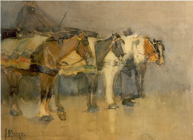 Jurres J.H.  | Horses, Aquarell auf Papier 19,0 x 26,0 cm, signed l.l. und dated '94
