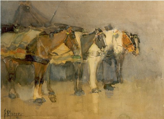 Johannes Hendricus Jurres | Horses, Aquarell auf Papier, 19,0 x 26,0 cm, signed l.l. und dated '94