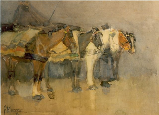 Johannes Hendricus Jurres | Horses, Aquarell auf Papier, 19,0 x 26,0 cm, signed l.l. und dated '94