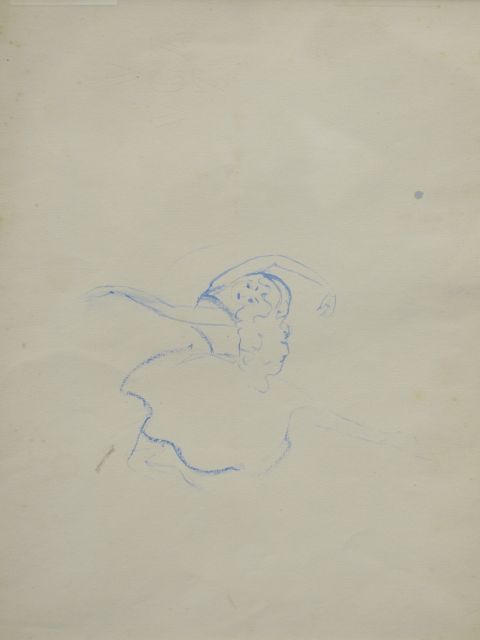 Prinses Beatrix van Oranje Nassau | Ballet girl, Blaue Tinte und Wachsmalkreide auf Papier, 30,0 x 23,0 cm