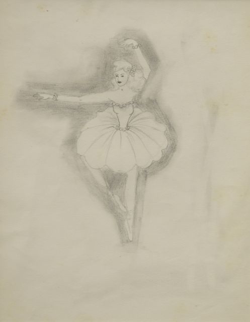 Prinses Beatrix van Oranje Nassau | Ballet dancer, Bleistift auf Papier, 30,0 x 23,0 cm