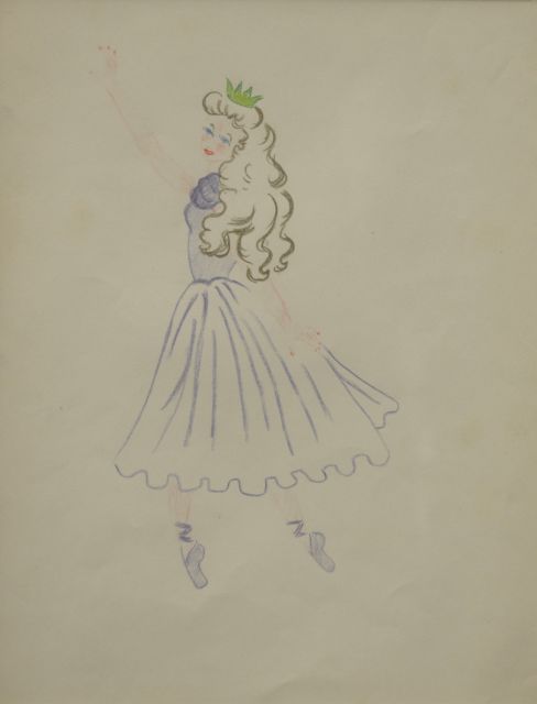 Oranje-Nassau (Prinses Beatrix) B.W.A. van | Ballet princess, Farbbleistift auf Papier 30,0 x 23,0 cm