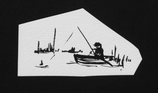 Prinses Beatrix van Oranje Nassau | Fisherman, Bleistift und Ausziehtusche auf Papier, 6,0 x 10,2 cm, executed August 1960