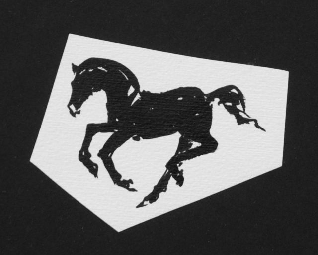 Prinses Beatrix van Oranje Nassau | Galloping horse, Bleistift und Ausziehtusche auf Papier, 7,3 x 8,2 cm, executed August 1960