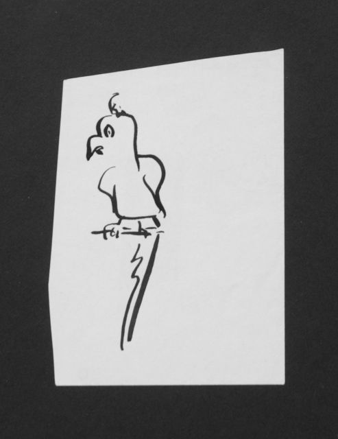 Prinses Beatrix van Oranje Nassau | Parrot, Bleistift und Ausziehtusche auf Papier, 10,6 x 7,4 cm, executed August 1960